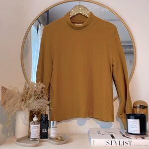 Mile(s) By Madewell Mustard Mockneck Bubble-Sleeve Sweatshirt Sweater BNWOT